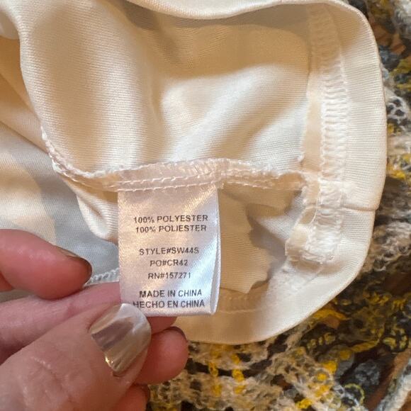 NWT G&D beige crochet overlay elastic waistband pull on midi skirt SIZE L - Picture 4 of 5